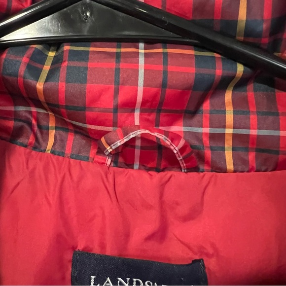 Lands' End Red Plaid Puffer Vest size small - Picture 2 of 8
